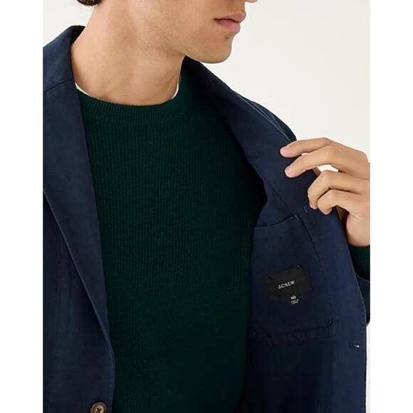 J.Crew Garment Dyed Cotton Linen Chino Suit Jacket Navy Classic Mens US 42 NWT - Picture 4 of 15